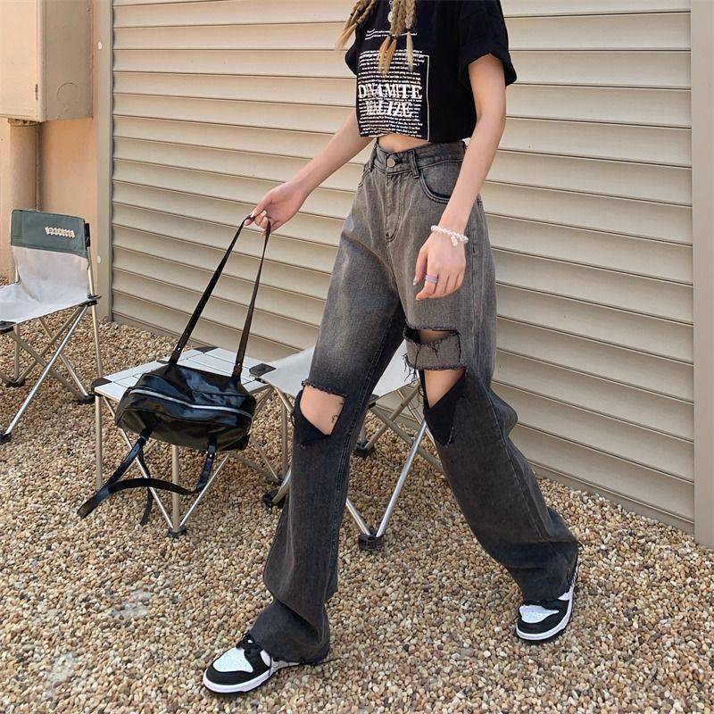 Women's Trendy Gradient High Waist Slim Ripped Jeans