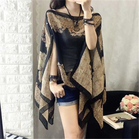 Fashionable Women's Multifunctional Printed Chiffon Shawl