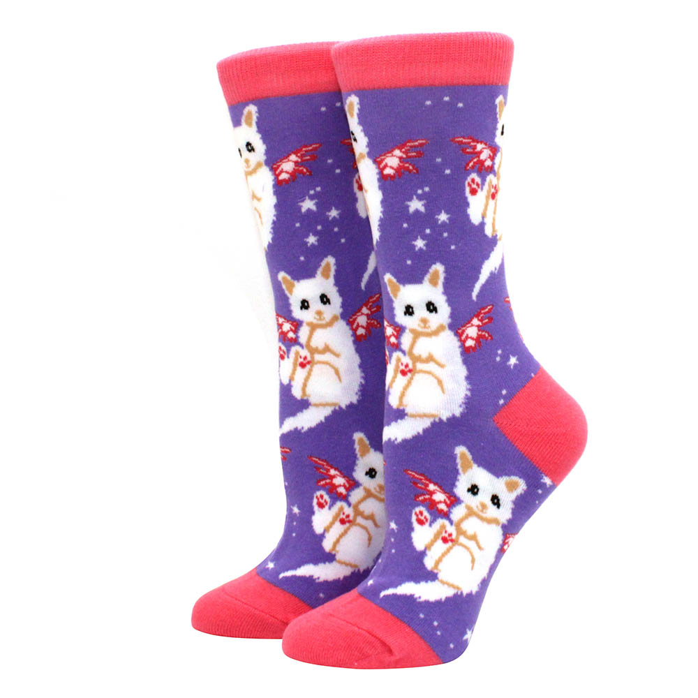 Colorful Women's Cotton Round Socks Funny Banana