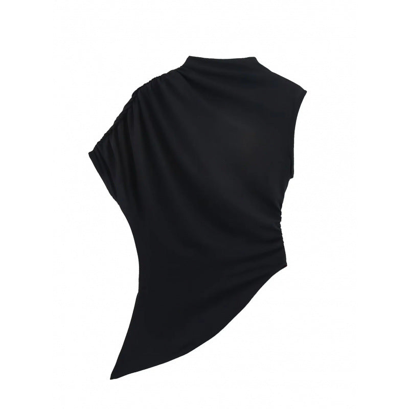 Slim-fit Design Asymmetric Sleeveless Top