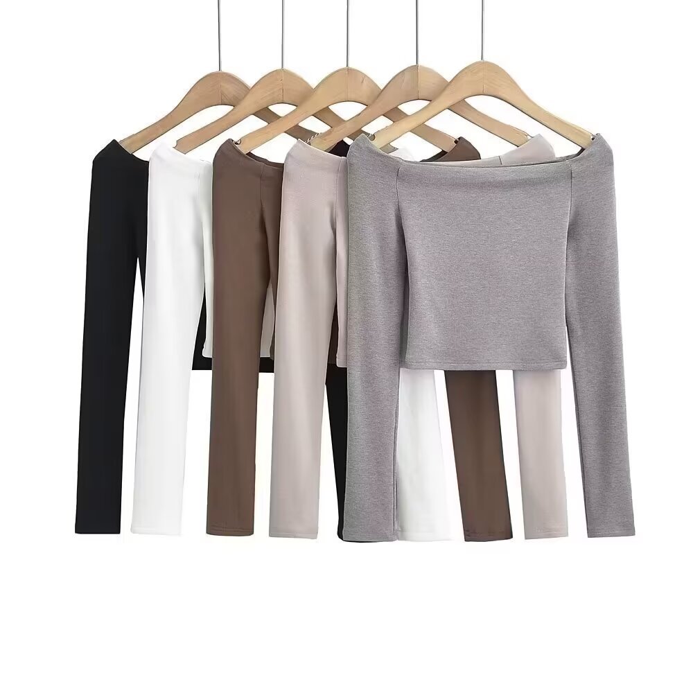 Womens Stylish Sexy Form-fitting Long-sleeve T-shirt