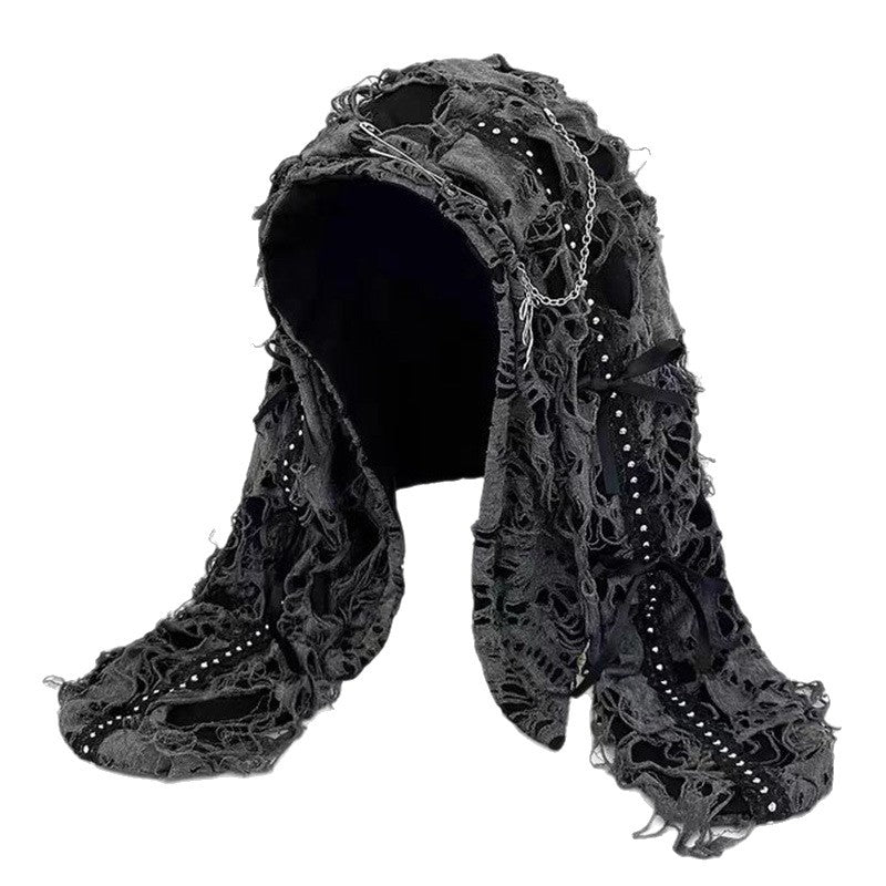 Womens Creative Ripped Boho-Style Pullover Long-Eared Funny Hat