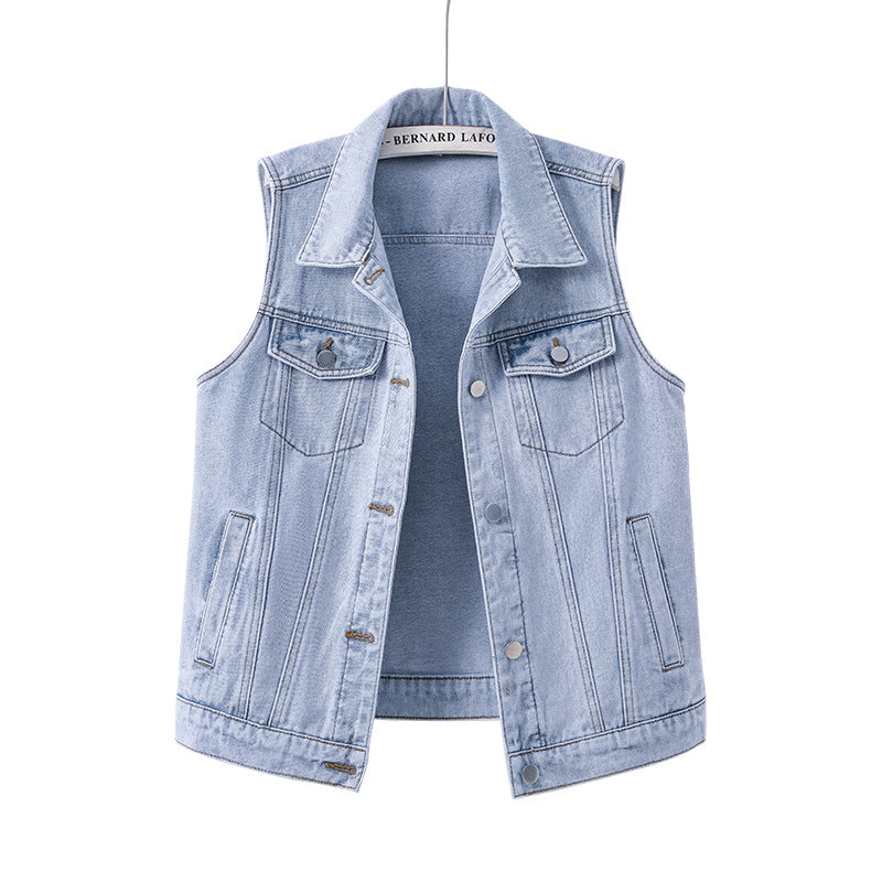 New Loose-fitting Waistcoat Denim Coat Women's Sleeveless Waistcoat Top