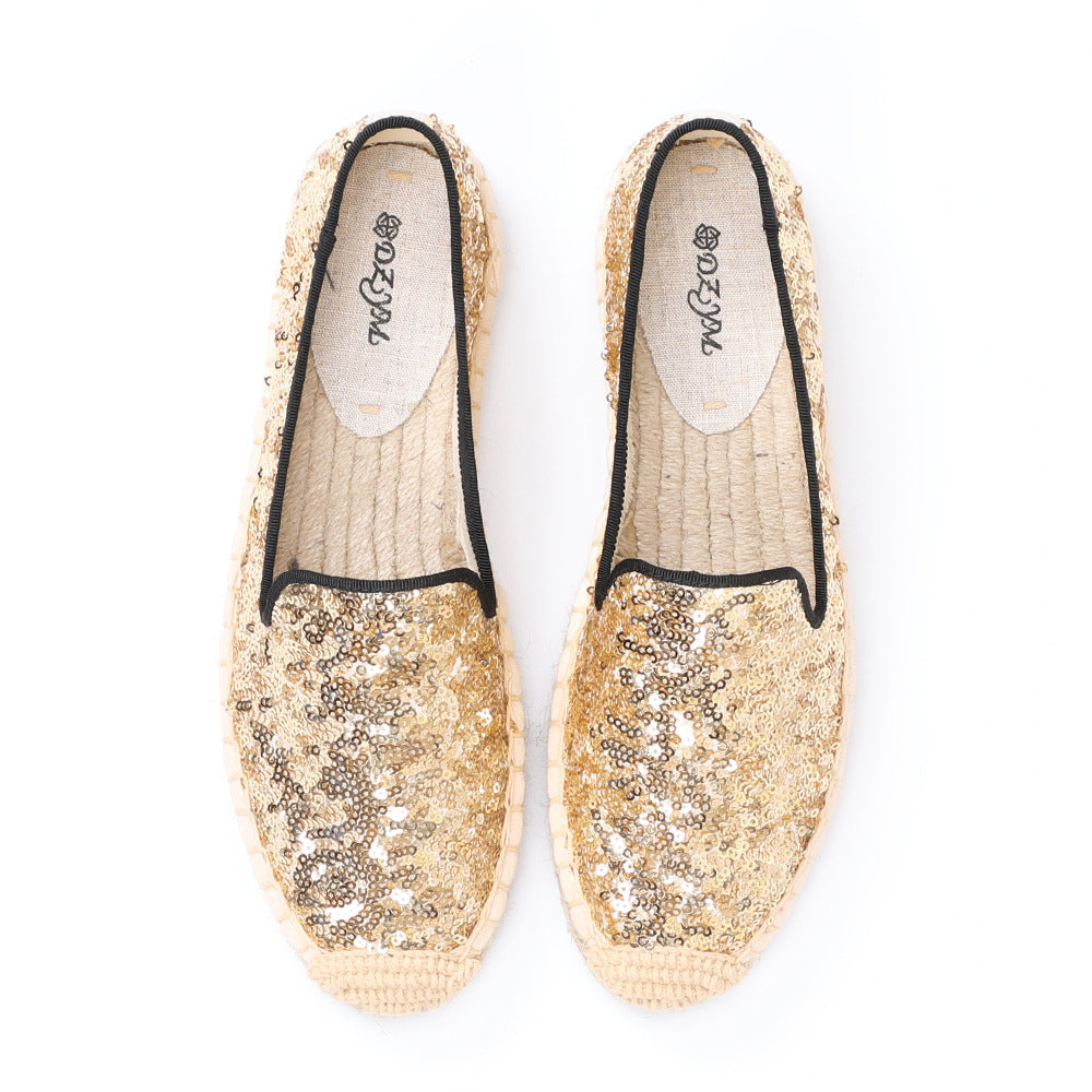 Solid Color Women's Sequin Breathable Fashion Casual Canvas Shoes