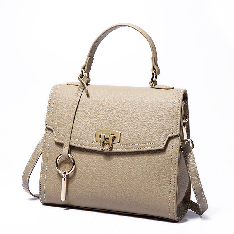 Top Layer Cattlehide Leather Fashion Portable Crossbody Small Square Bag