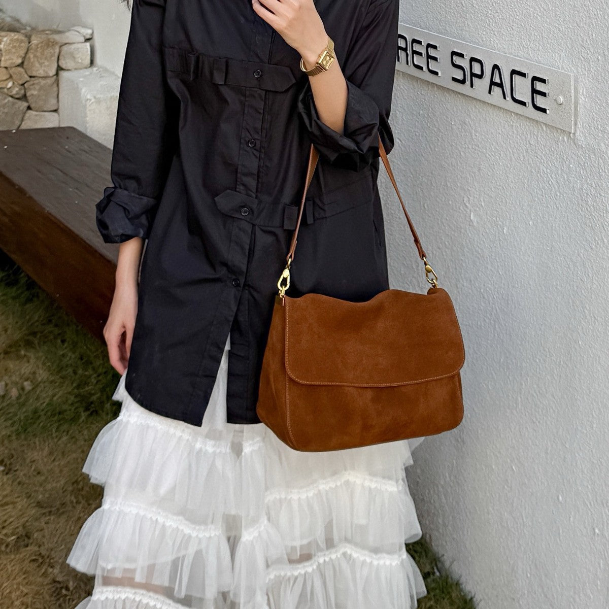 Fragrant Consort Velvet Womens Genuine Leather Shoulder Crossbody Bag