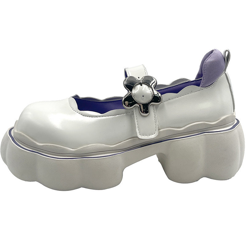 Women's Fashion Flower Platform Small Leather Shoes