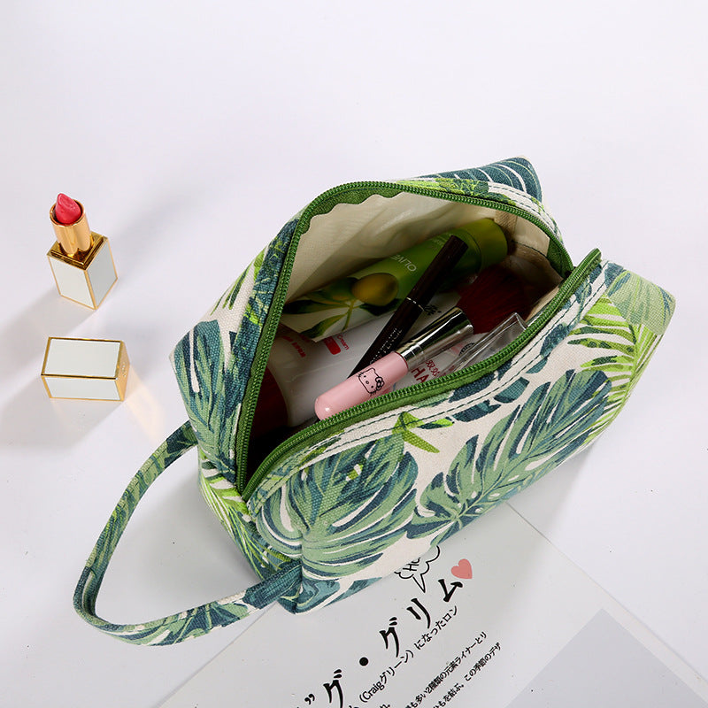 Travel Ladies Canvas Storage Bag With Large Capacity Pure Cotton Creative Printing Cosmetic