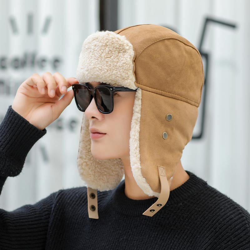 Mens Thickened Cotton Cold Protective Ear Protection Hat