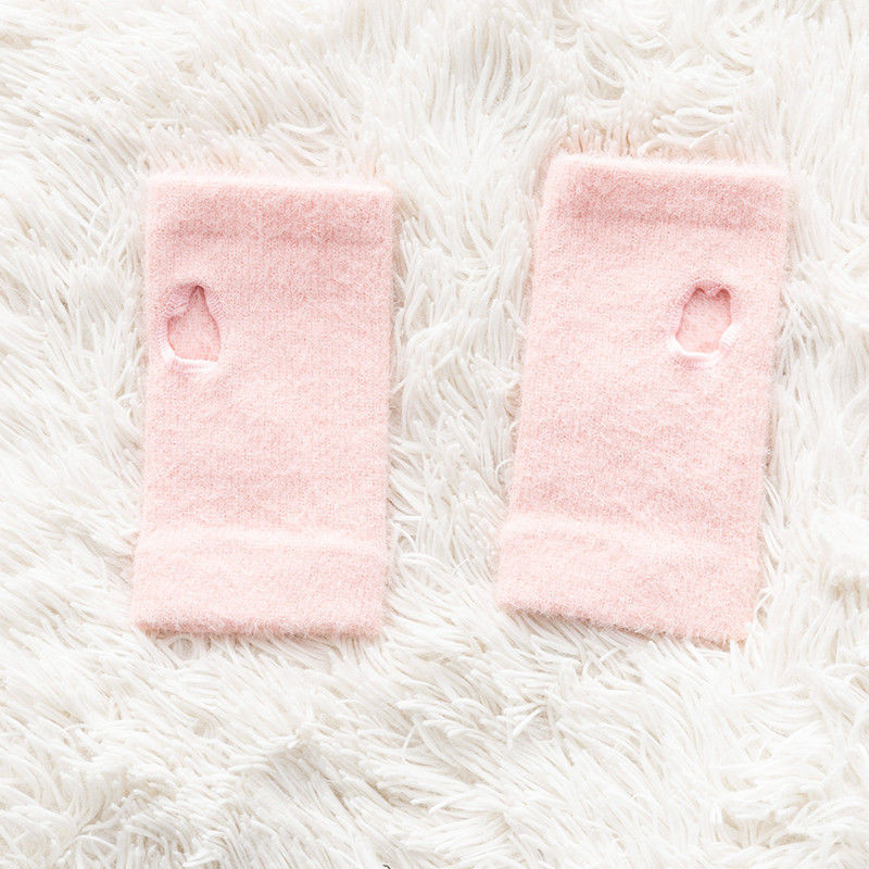 Autumn And Winter Mink Velvet Solid Color Half Gloves Fleece-lined