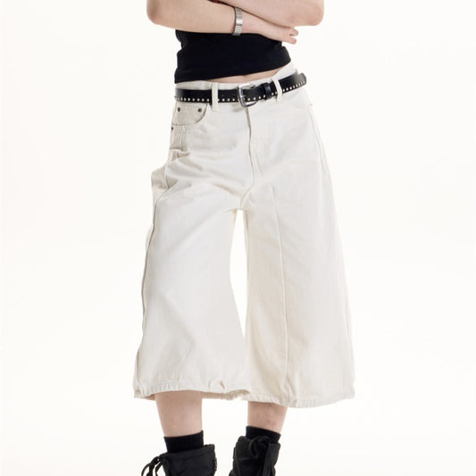 American Retro Hot Girl Style White Wide-leg Casual Pants