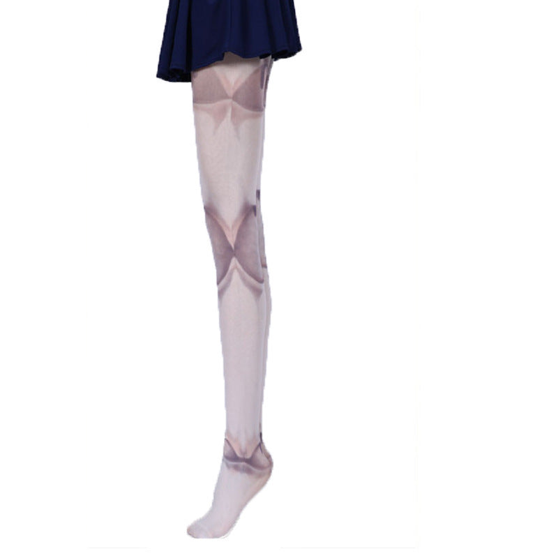 Japanese Harajuku Style Printed Joint Stockings