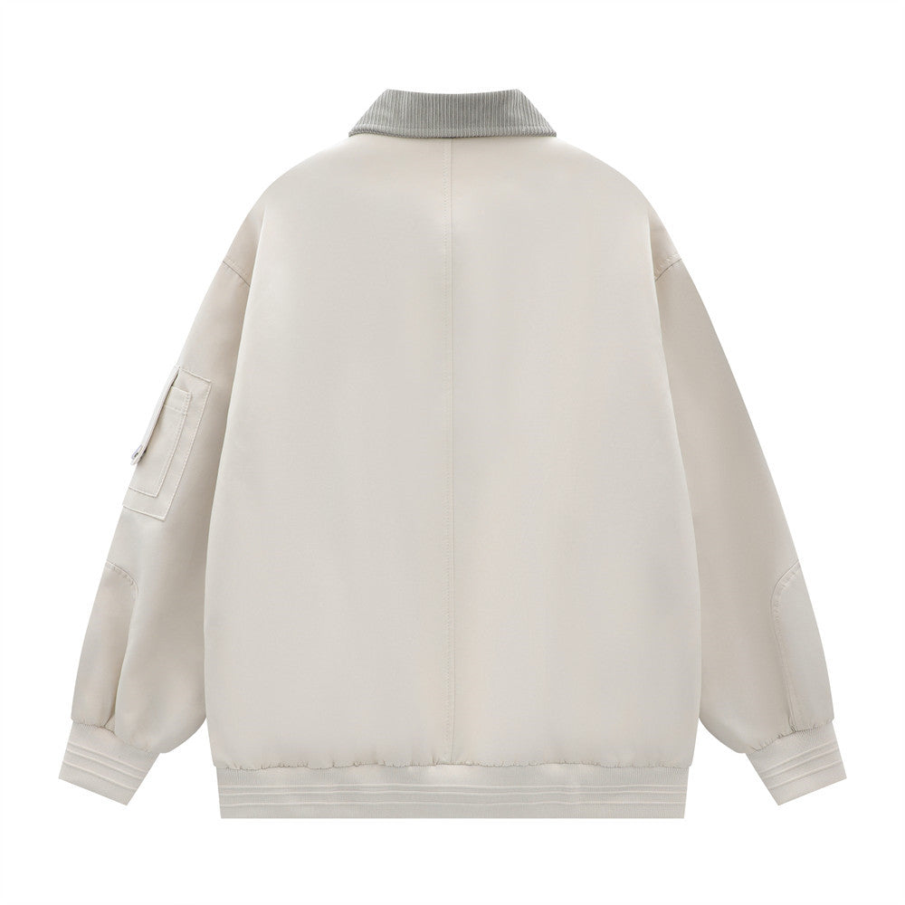 Street Multi-pocket Bomber Jacket Men's Contrast Color