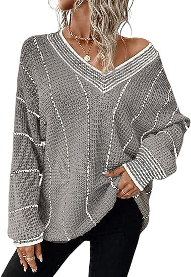 New Autumn And Winter Knitting Striped Pullover Loose Top