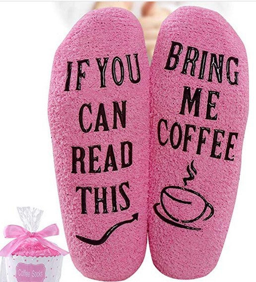 Casual Women's Letter Printed Coral Fleece Cake Socks