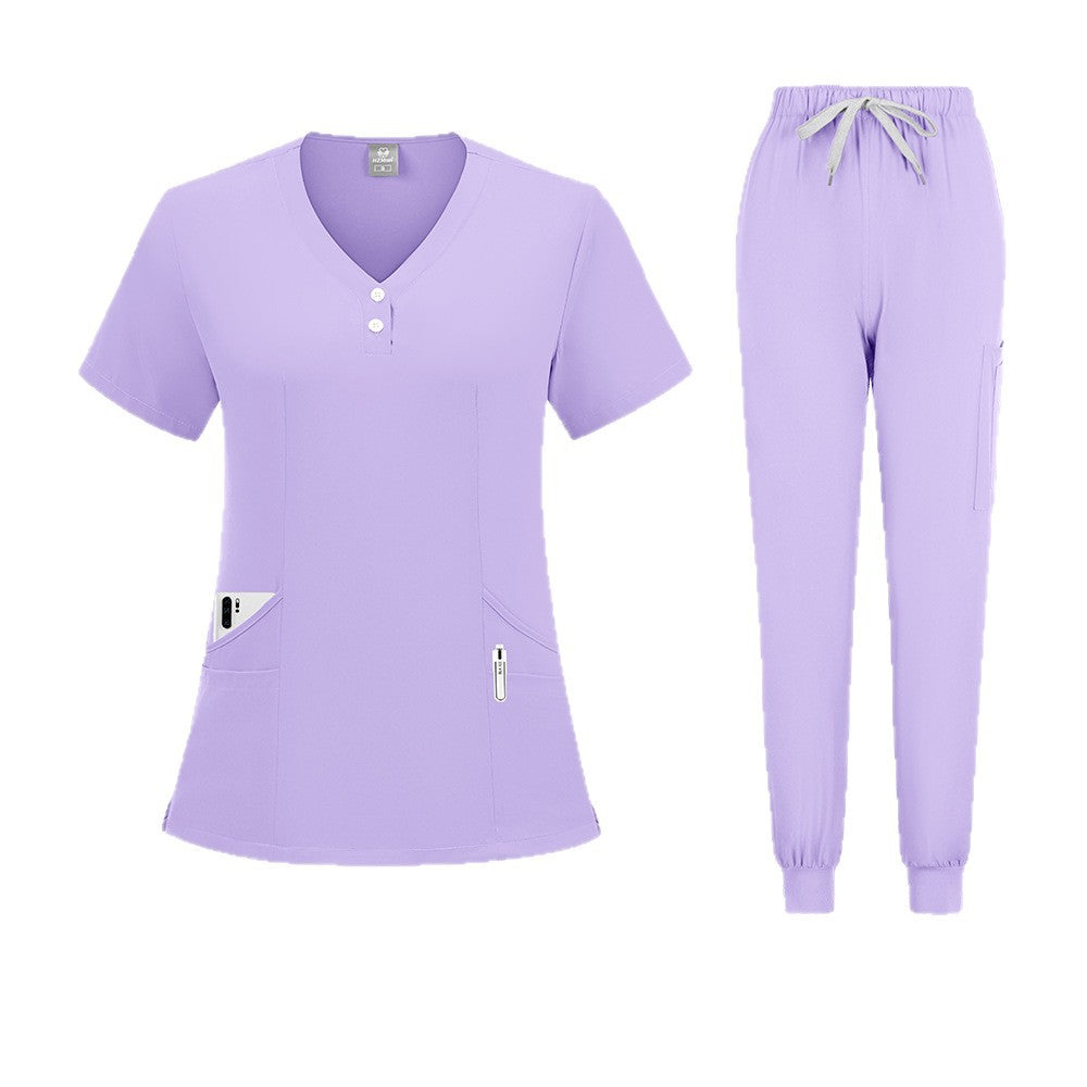 Stylish Casual Scrub Set For Women Long- Or Short-sleeve Doctor And Nurse Uniform