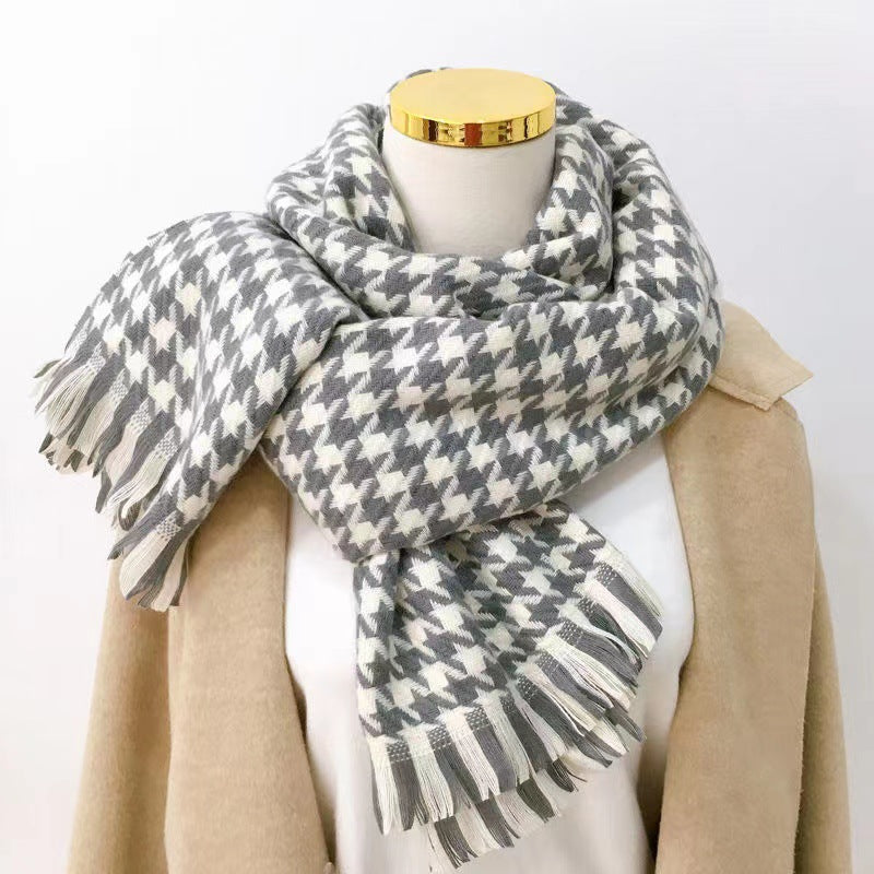 Imitated Wool All-match Double-sided Autumn And Winter Thickened Warm Scarf