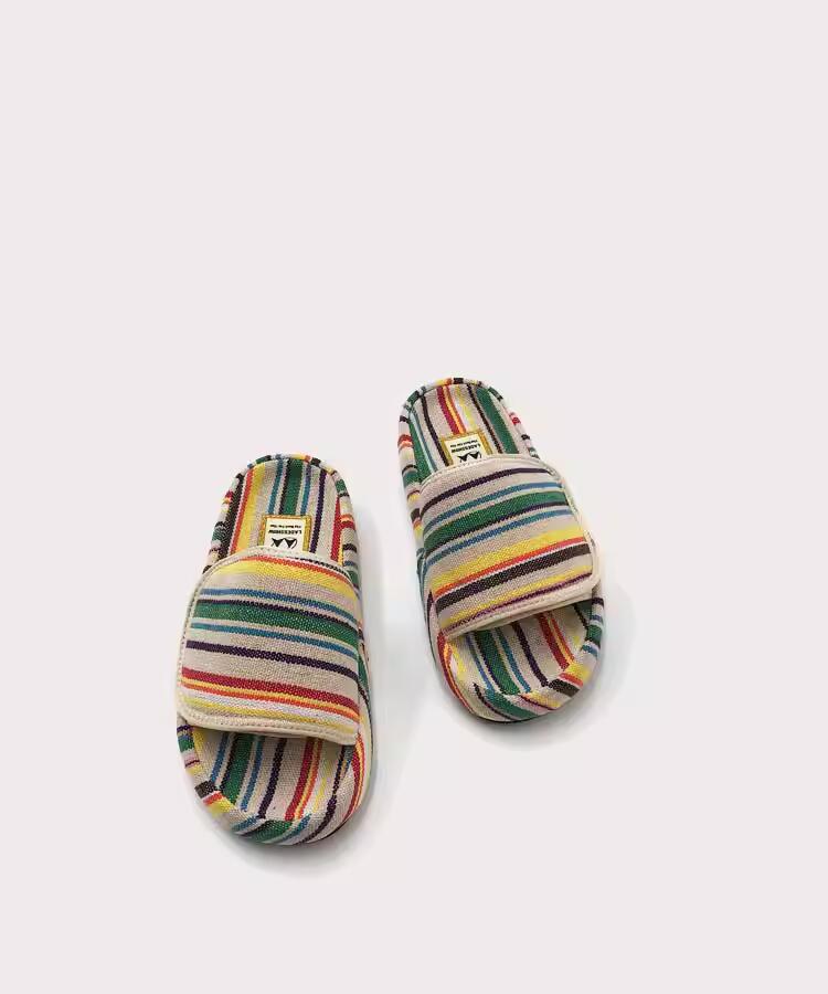 Paste Thick-soled Slippers Women Summer New Niche Design Rainbow Color Canvas Casual Outerwear Flip Flops