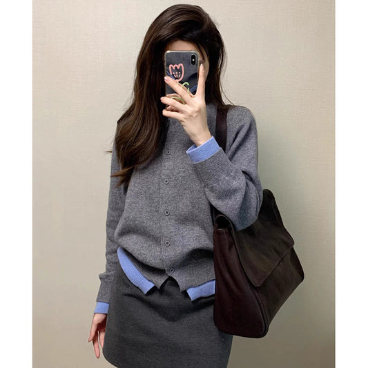 Idle Style kontrastfarvet sweater dame tidlig efterår retro college