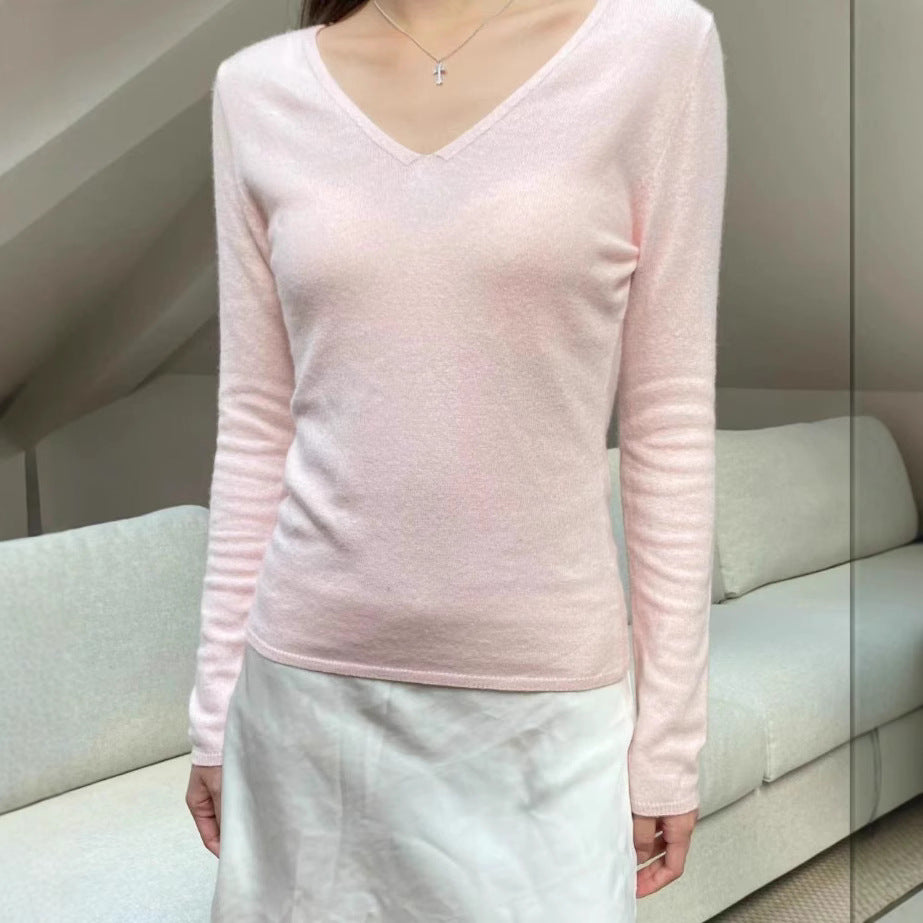 Autumn New Versatile Solid Color Slim Bottoming Shirt Sweater