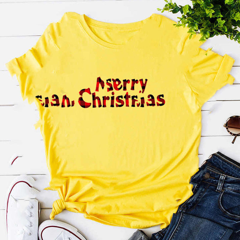 Christmas Santa Elk T-Shirt Couple Short Sleeve