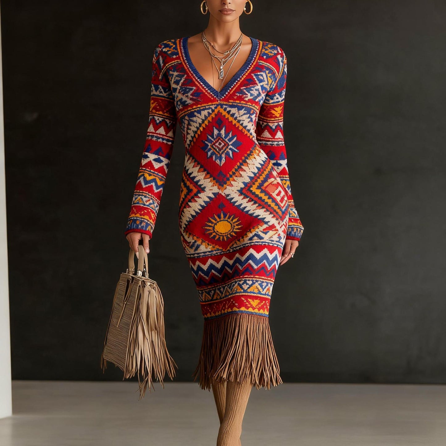 Temu Womens Knitted Sweater Dress Creative