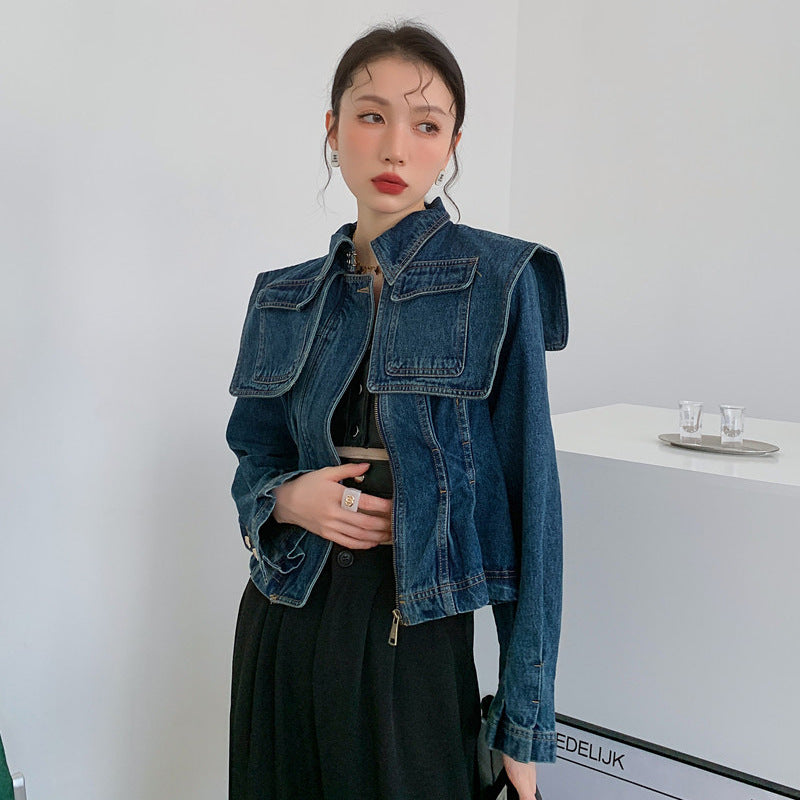 Large Pocket Pleated Shawl Jacket