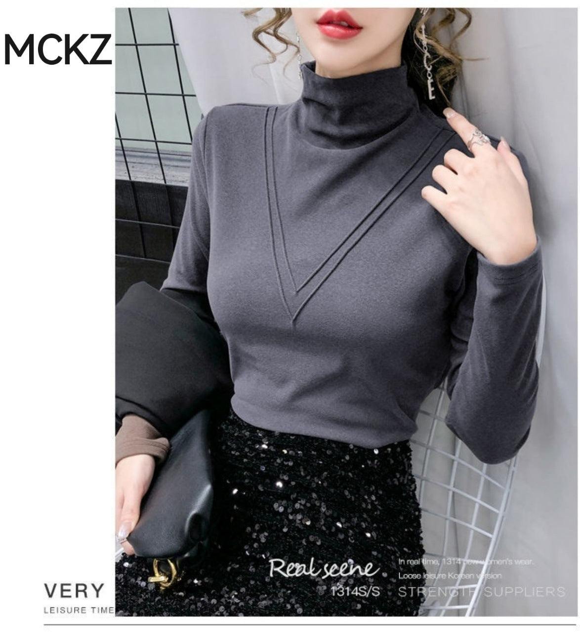 Womens Long-sleeve Mock-neck Base Layer Top