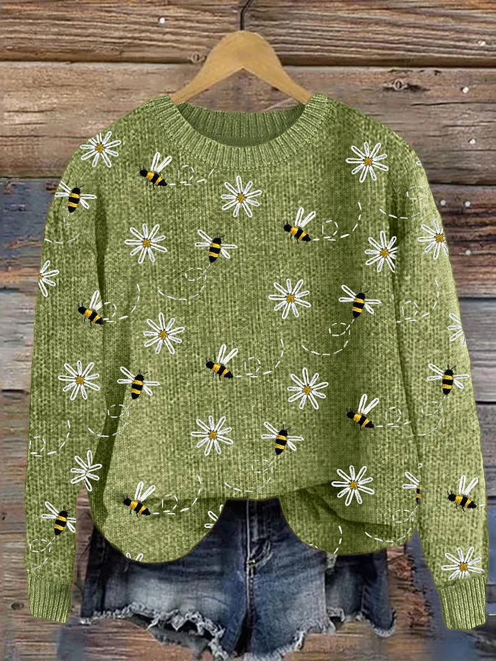 3D Digital-Print Crew-Neck Sweater In A Faux-Sweater Style