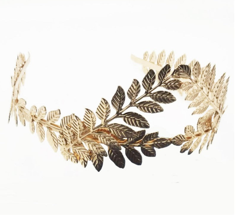 European And American Metal Leaf Headband Baroque Leaves