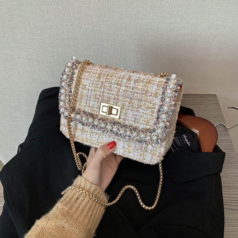 New Fashion Woolen Cloth Chain Bag Western Style One-shoulder Diagonal Bag