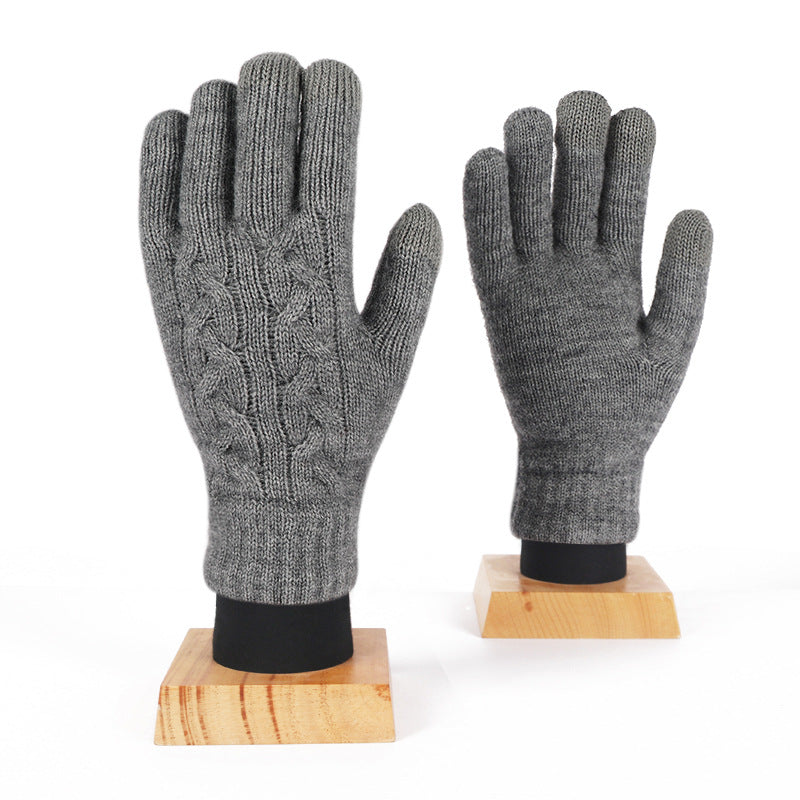 Winter Women's Double Layer Warm Touch Screen Knitted Gloves