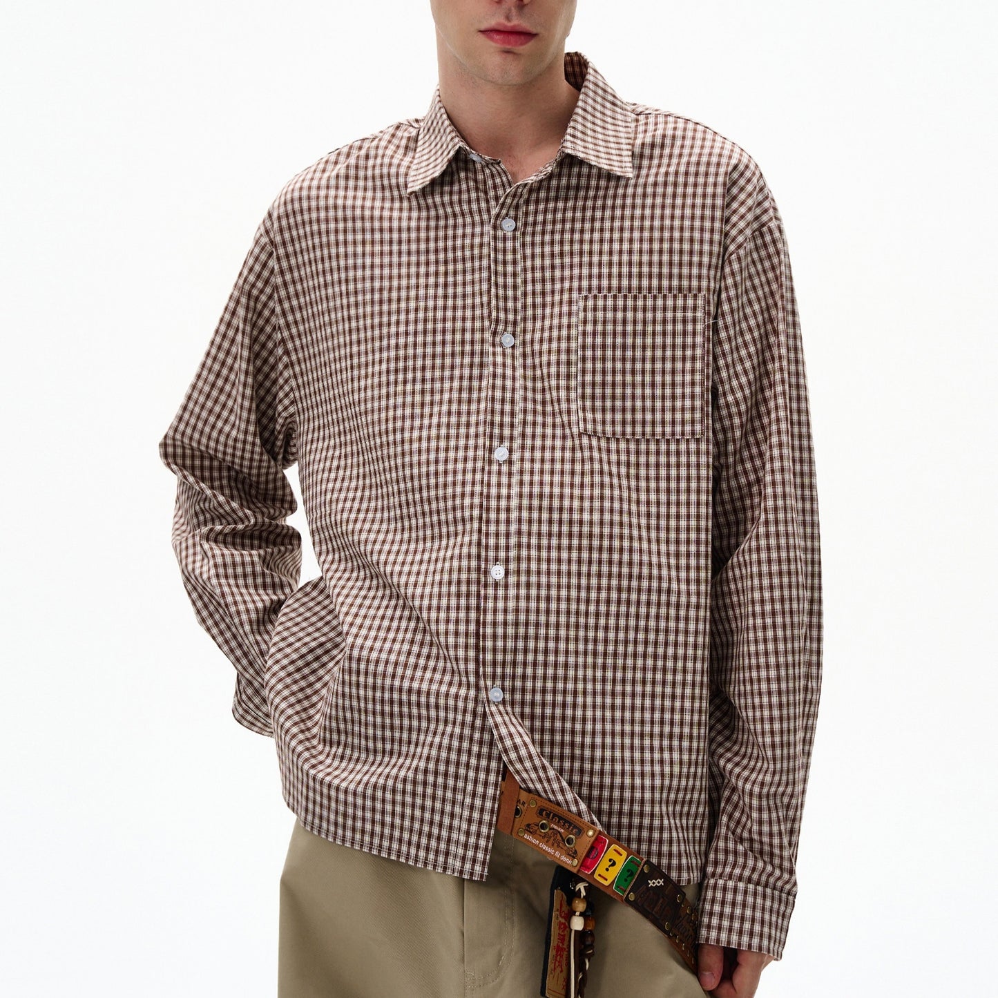 Classic American-style Plaid Long-sleeve Shirt For Men And Women