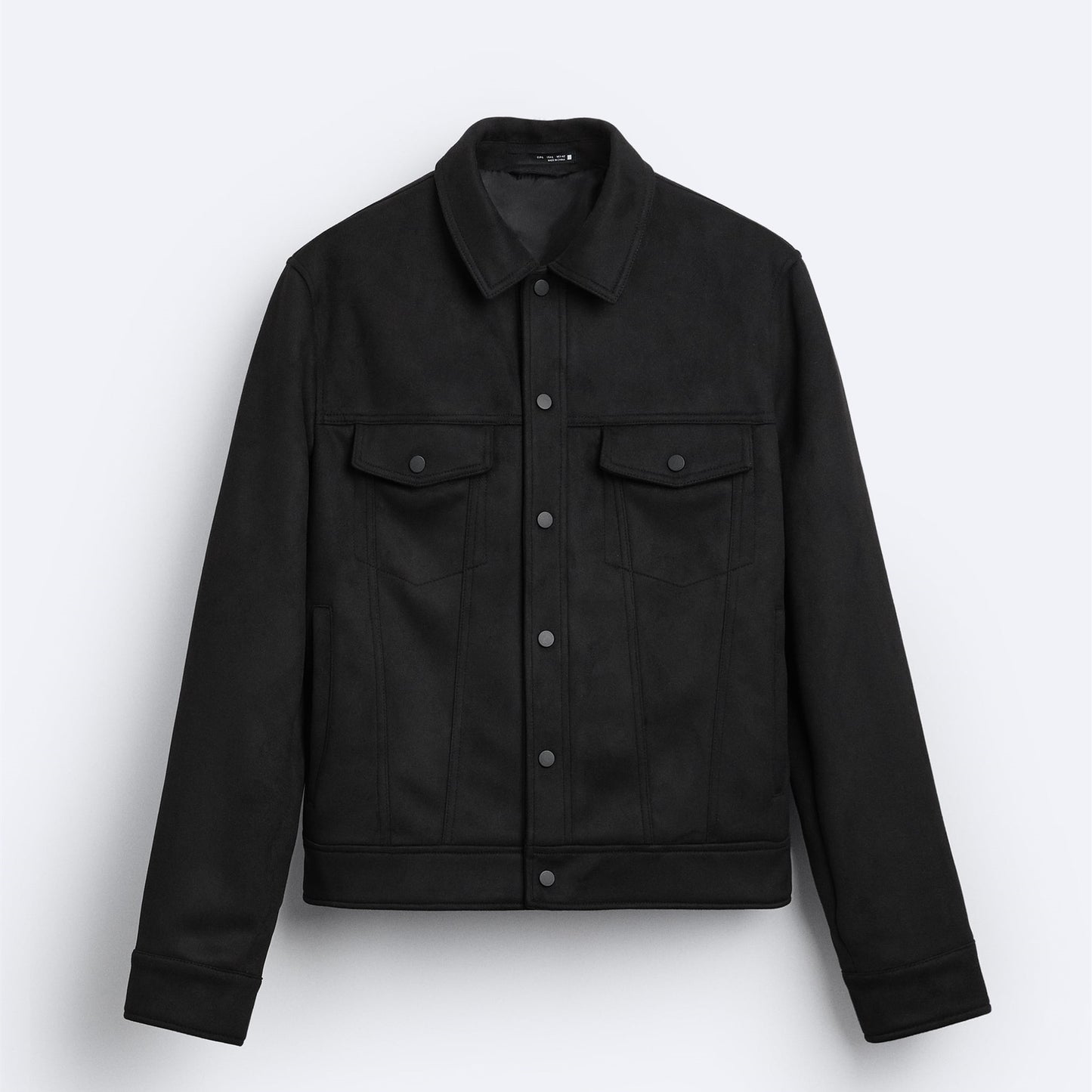 Mens Suede-Effect Lapel Jacket Coat