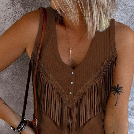 New Spring And Summer Women's Clothing Abstract Printing Casual V-neck Vest