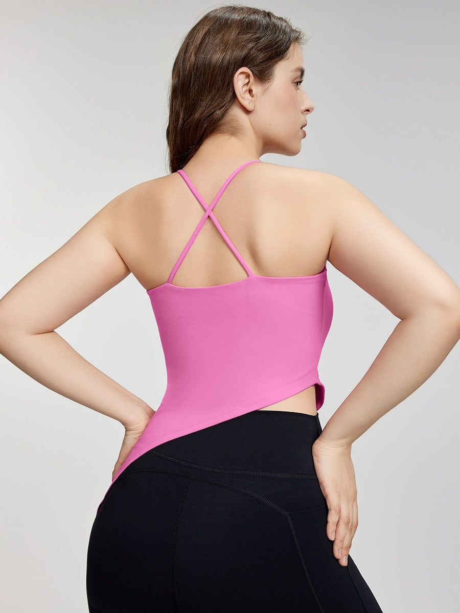 Spaghetti Strap Plump Girls Yoga Straps Vest Female Plus-sized Chest Pad Not Running Cup