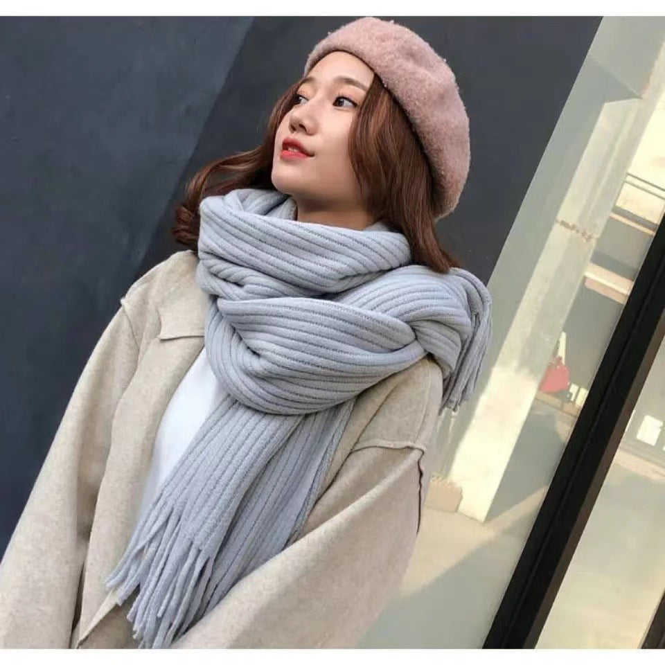Versatile New Knitted Couple Thickened Warm Wool Scarf