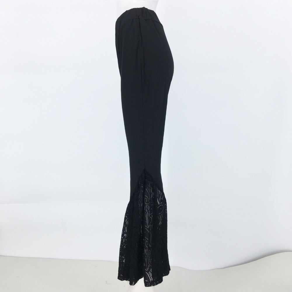 Women's Knitted Lace Bell-bottom Pants