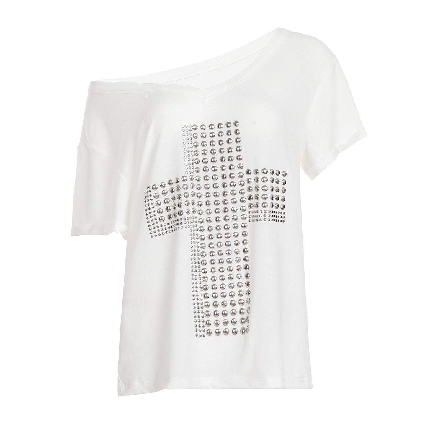Versatile Y2K Cross Design With Copper-toned Heat Transfer