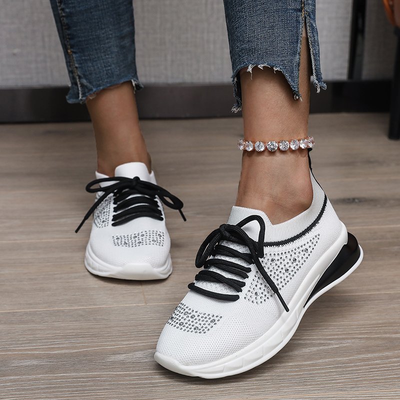 Sommer ny stil Rhinestone Casual Sko Dame Gåsko Strømpe Sportssko