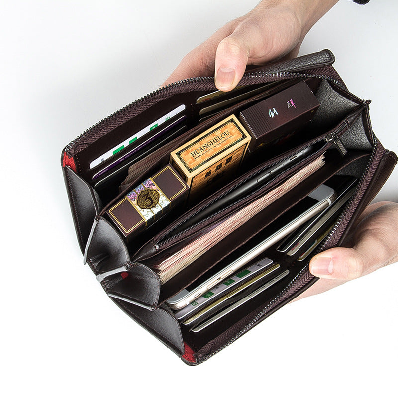Men's Business Casual Large Capacity Lychee Pattern Wallet
