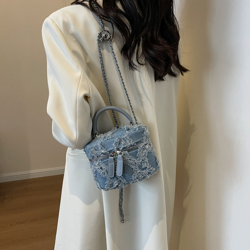 Tassel Box Portable Square Pouch Women's Chain Shoulder Messenger Bag