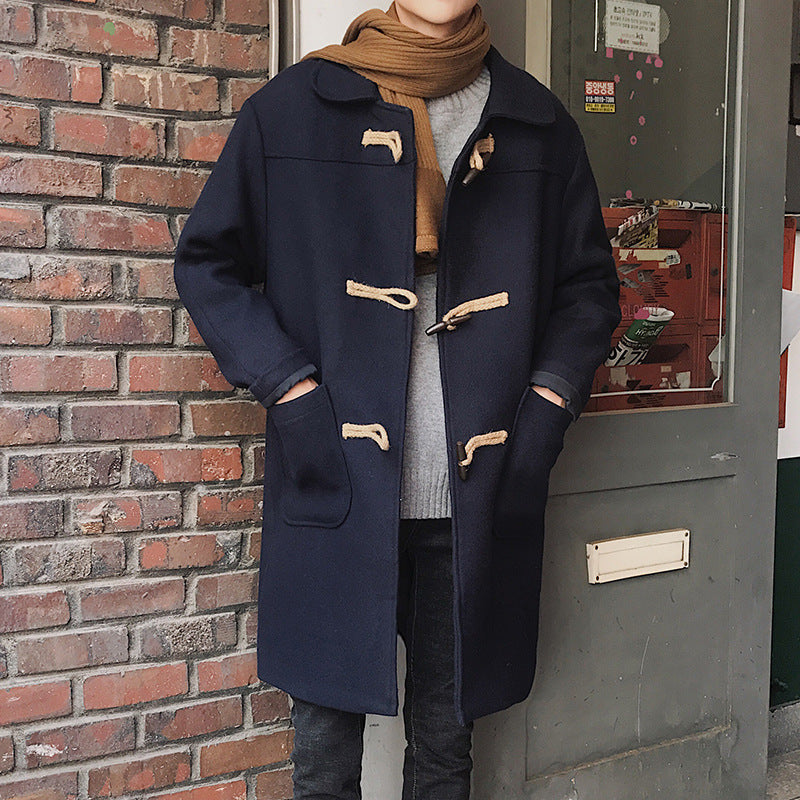 Wool Windbreaker Loose Coat For Young Men