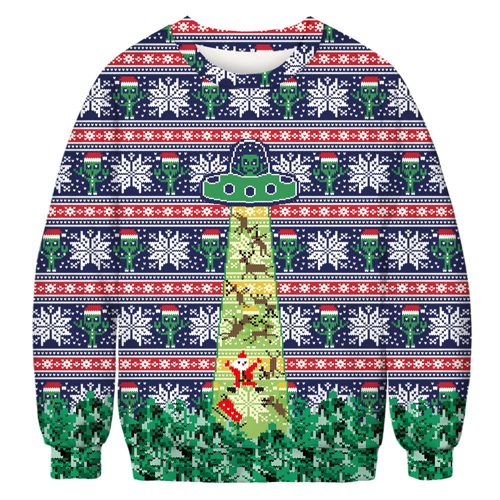 Digital Printing Women's Casual Tide Brand Round Neck Sweater Autumn Couple Pullover