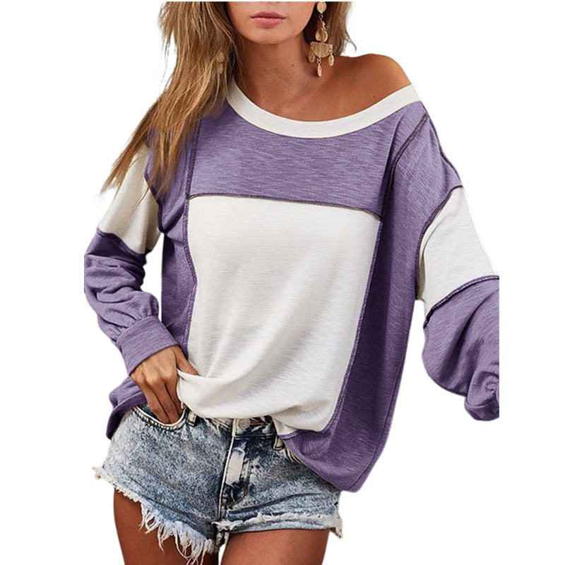 Rundhalset Flerfarvet Pullover Mode Løs Casual Sweater