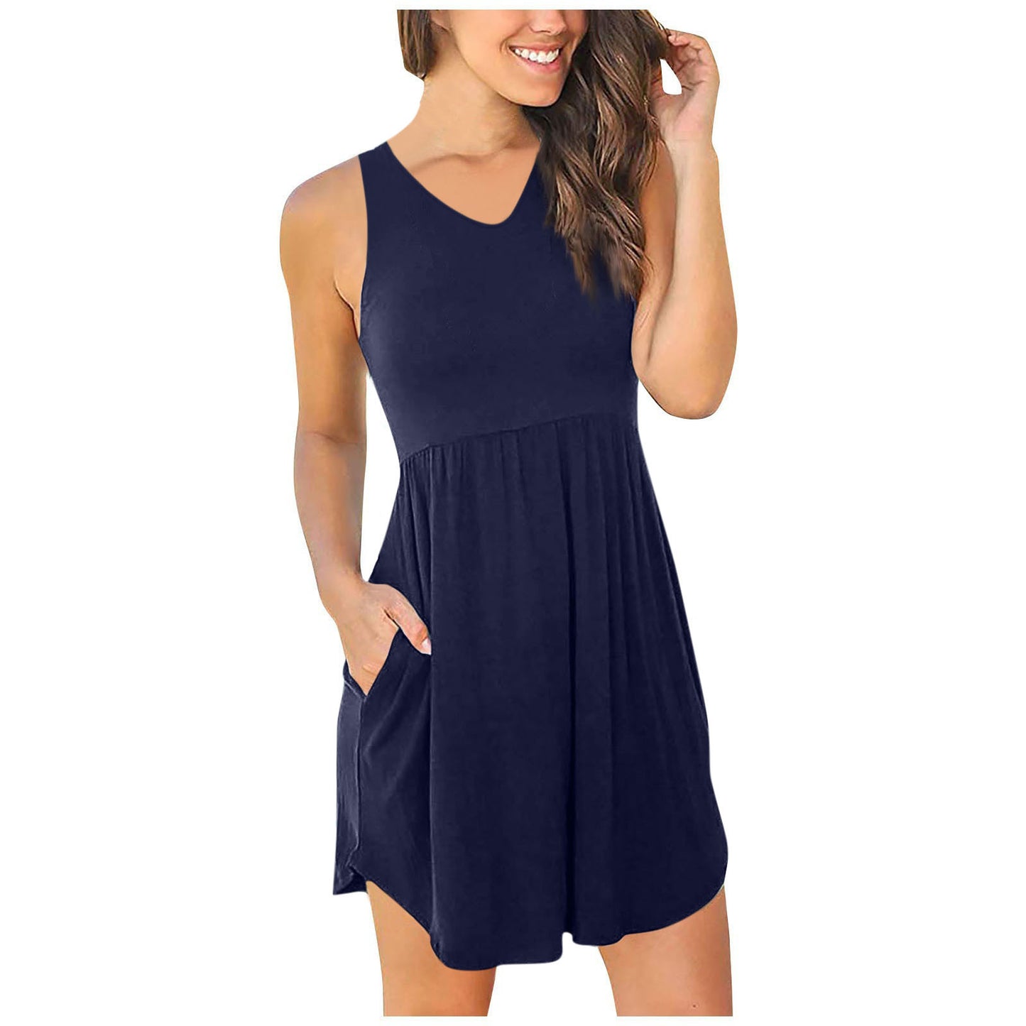 V-neck Knitted High Waisted Vest Dress