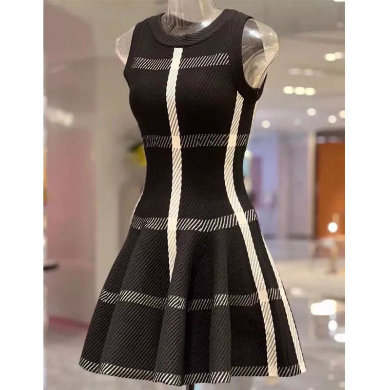 Womens Sleeveless Plaid Vest Dress
