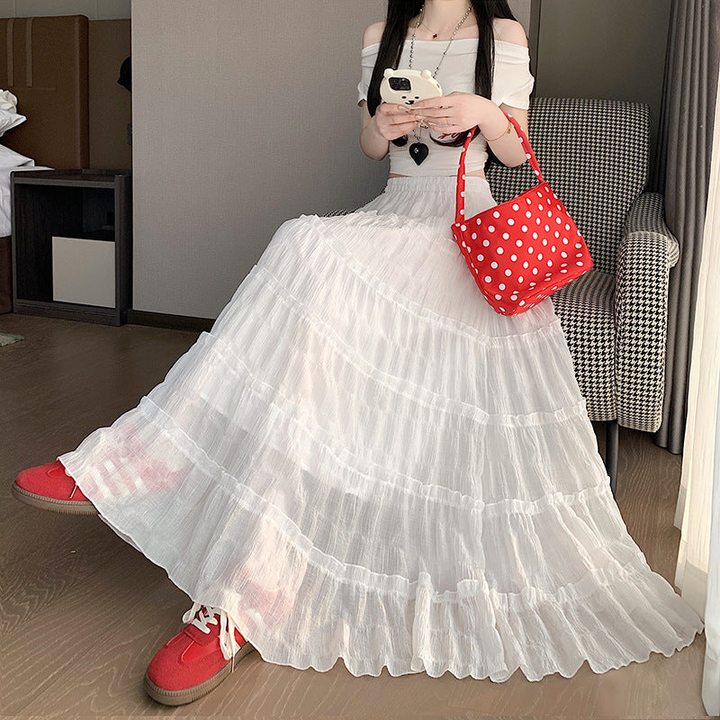 Multi-layer Wooden Ear Stitching Tiered Skirt