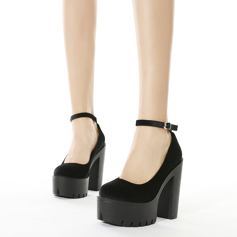 Plus Size Suede Women's Shoes Ankle-strap Buckle