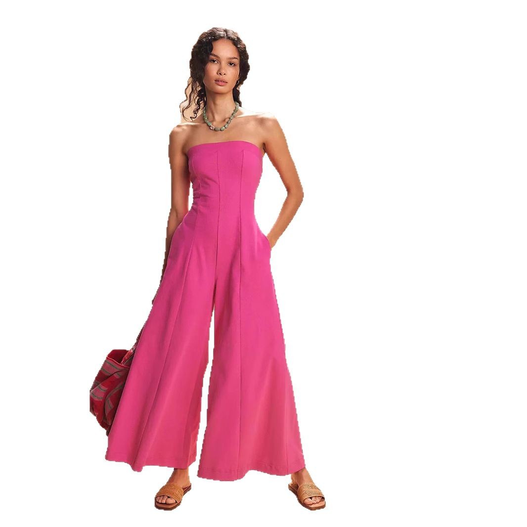 Women's Casual High Waist Wide Leg Sleeveless Jumpsuit